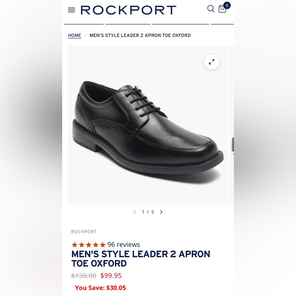 Rockport Men's Classic Black Oxfords